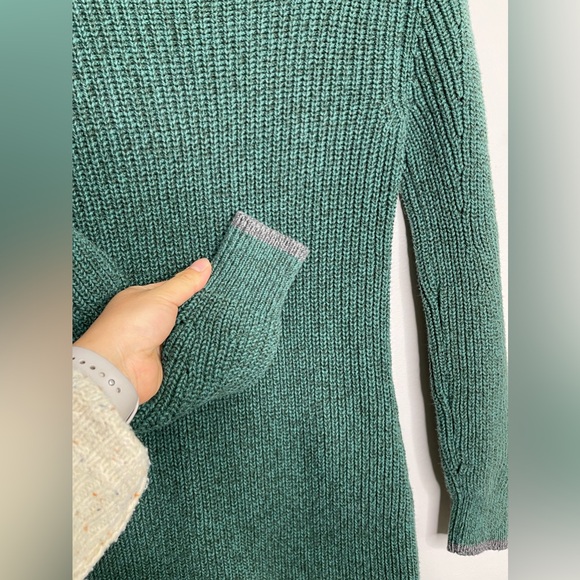 Abercrombie V Neckline evergreen Chunky Cable Knit Sweater Fitted Y2K Dress Sz S - Picture 7 of 9